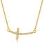 Collar con Cruz Curvada Acentuada con Diamantes de Oro Amarillo de 14k
