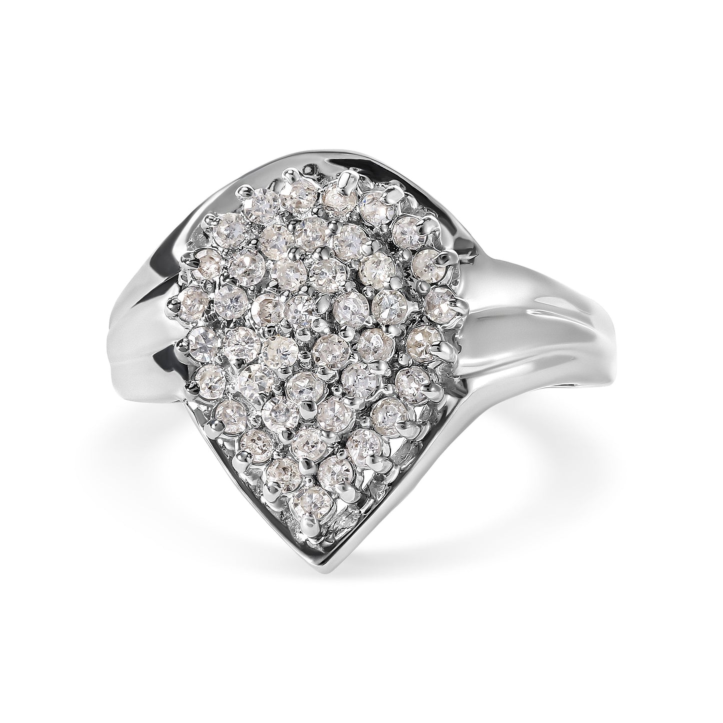 Bague en cluster de diamants en or blanc 10K de 1/2 carat en forme de poire - Taille 7