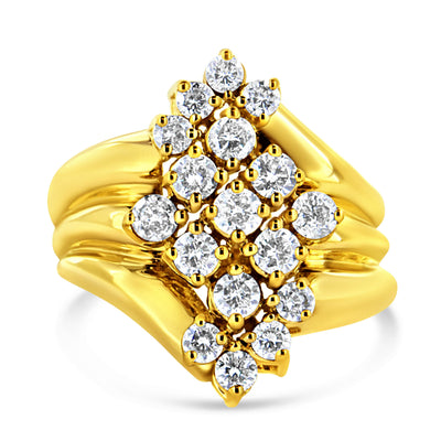 Anillo de cóctel de diamantes en plata esterlina chapada en oro de 10K - Talla 7