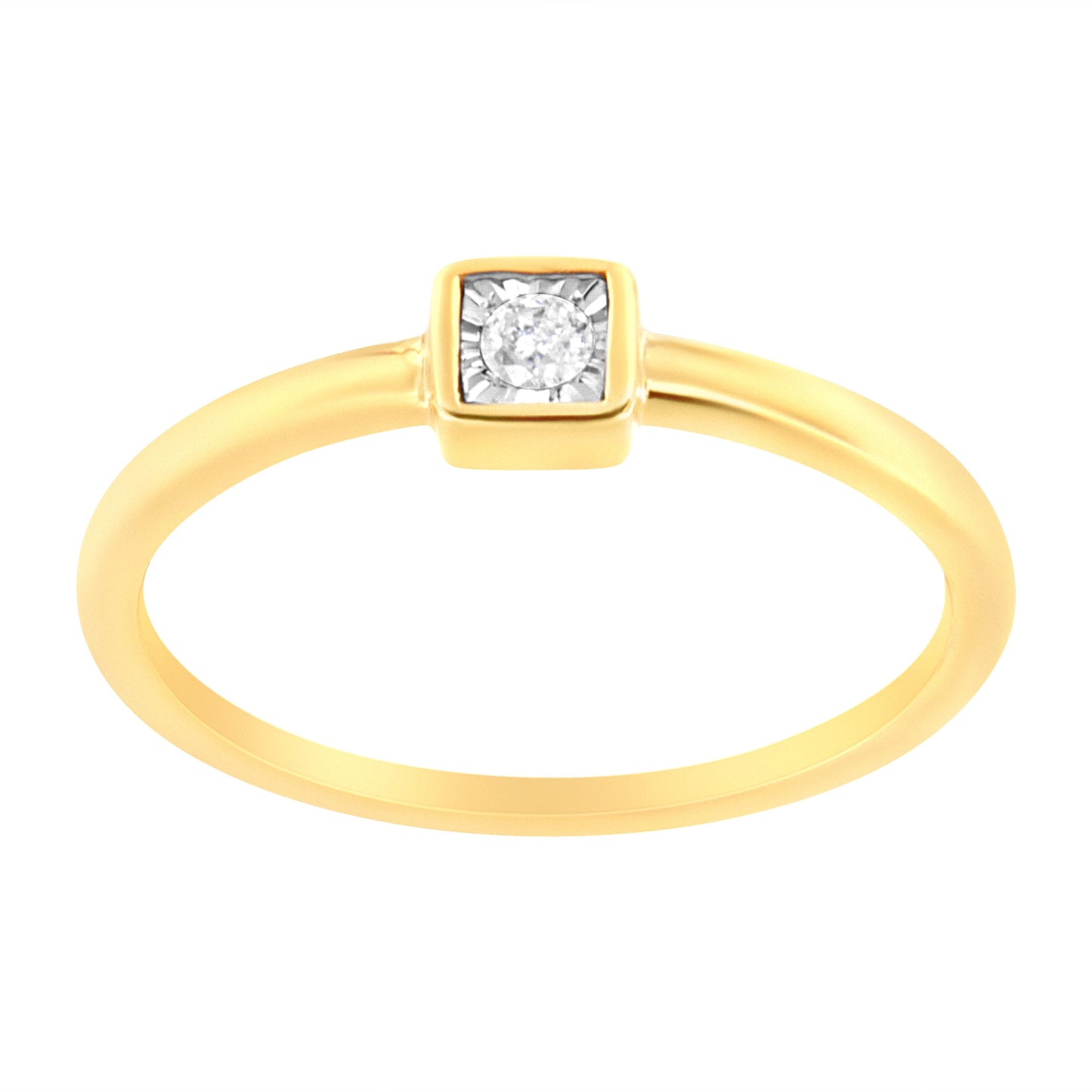 14K Yellow Gold Plated Sterling Silver Miracle Set Diamond Promise Ring - Size 6