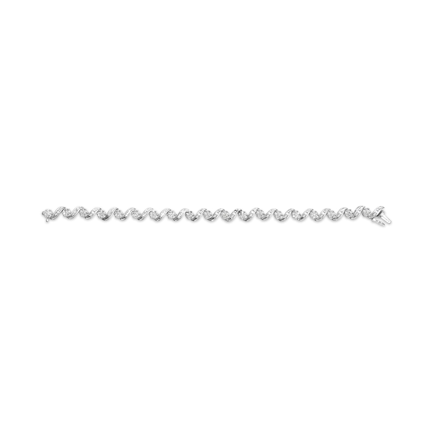 Pulsera de Enlace Espiral y Clúster de Diamantes en Oro Blanco de 14K - 2.00 Cttw