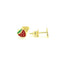 Boucles d'oreilles en or jaune 14k émaillées en forme de fraise pour enfants