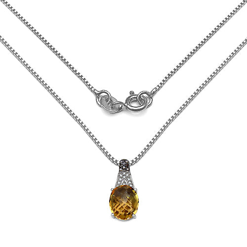 Pendentif en argent sterling avec citrine et diamants de 4,50 carats