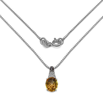 Pendentif en argent sterling avec citrine et diamants de 4,50 carats