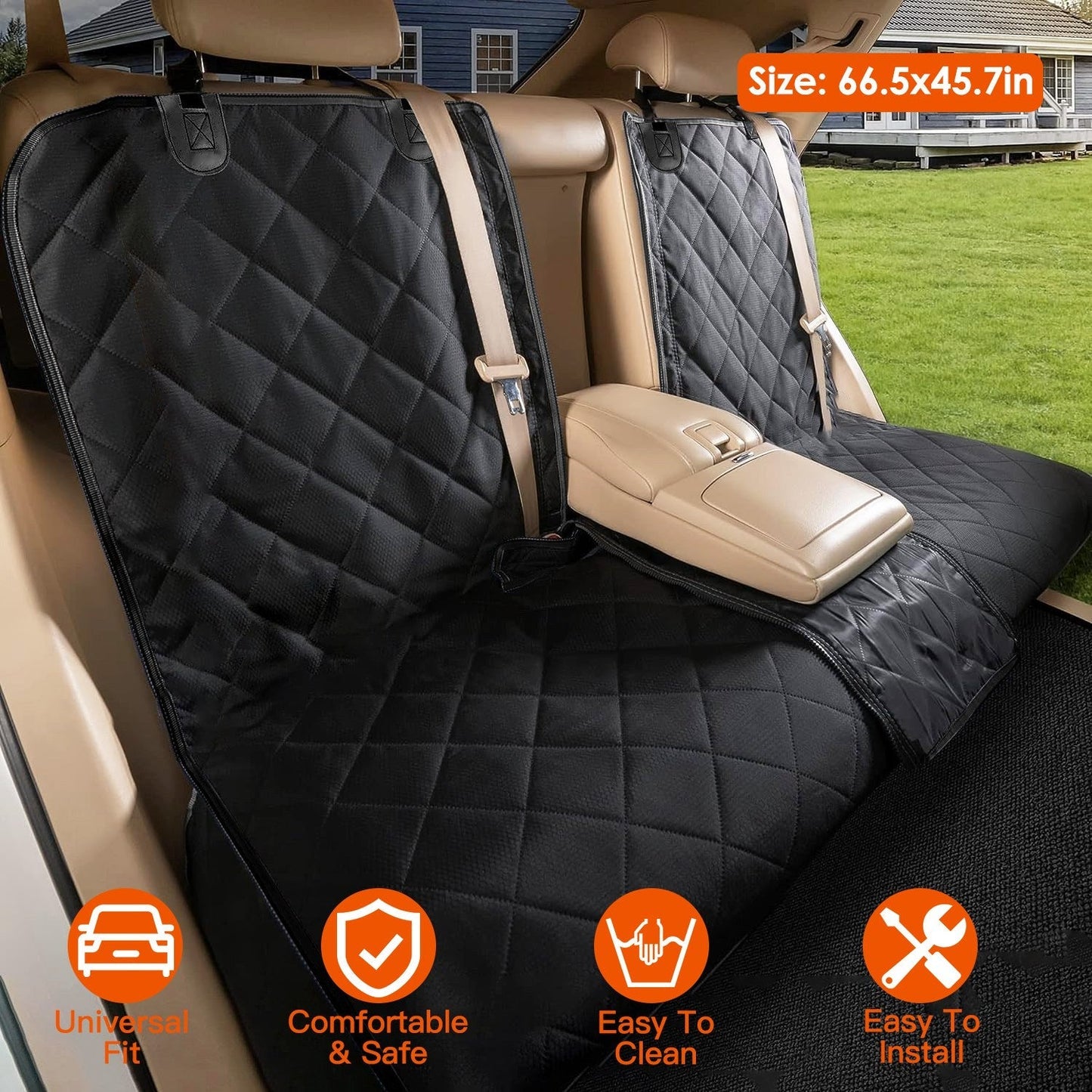 Funda de Asiento para Perros Impermeable con Cinturón de Seguridad