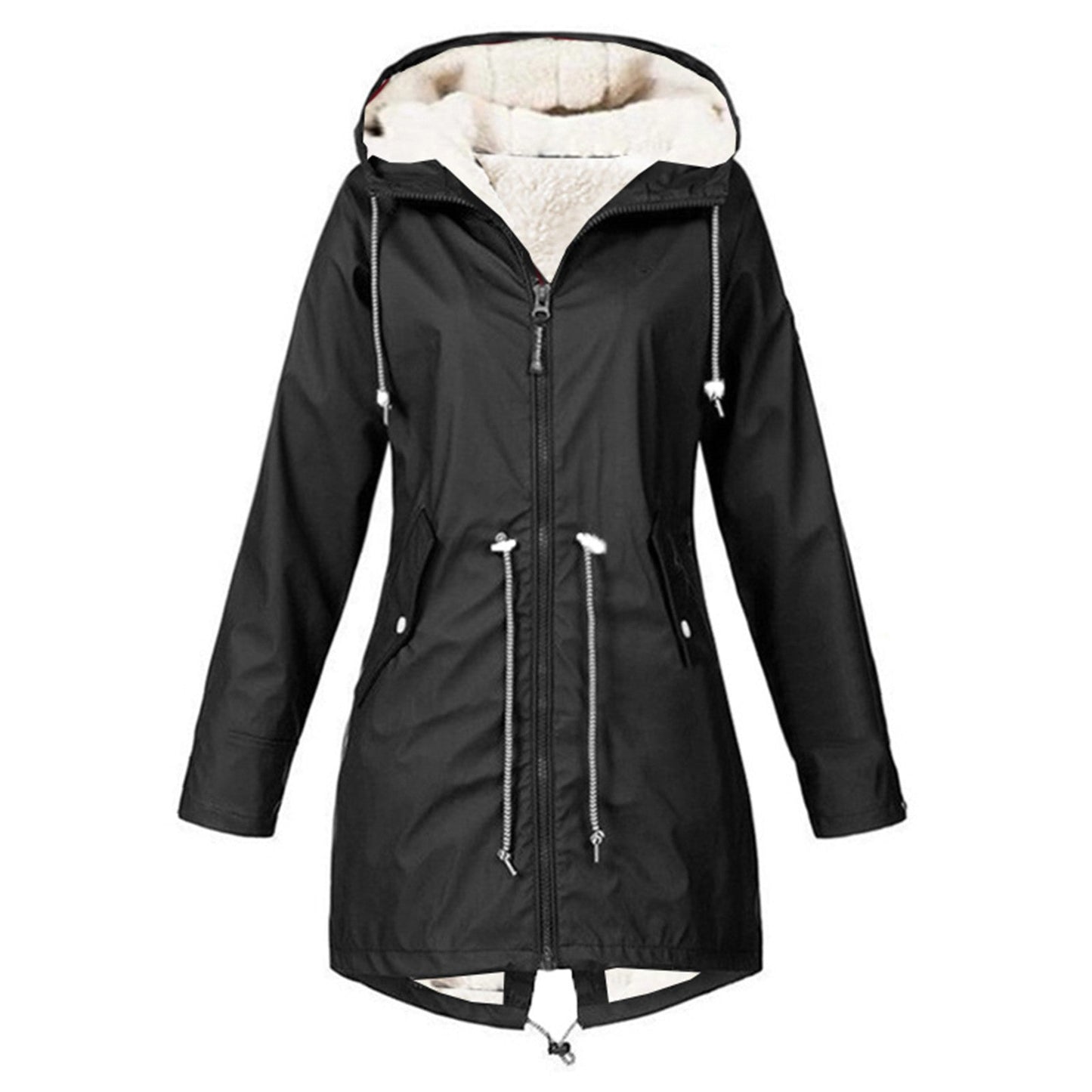 Plus Size Waterproof Sports Jacket with Fleece Lining
