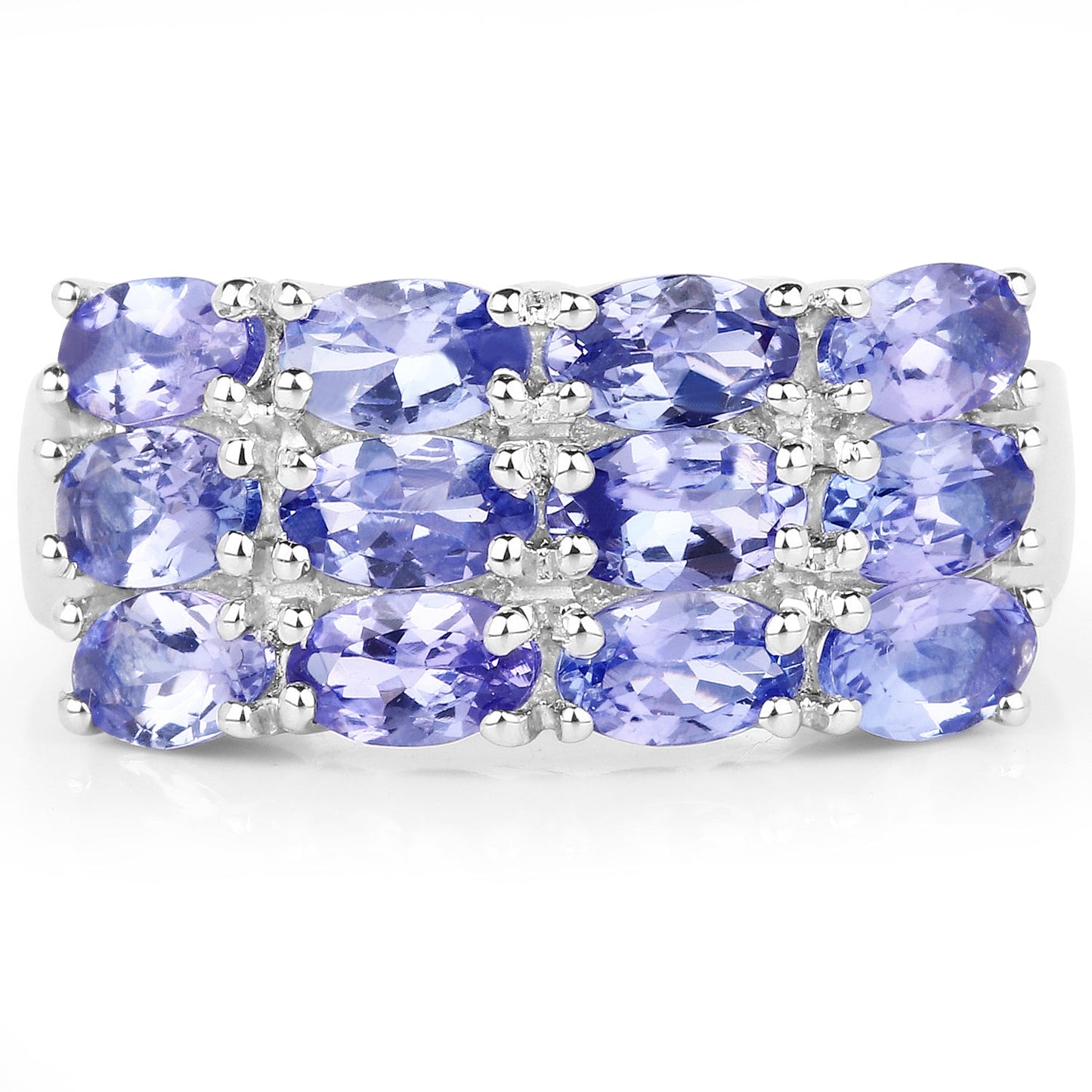 3.00 Carat Genuine Tanzanite Sterling Silver Engagement Ring