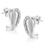 .925 Sterling Silver Pave-Set Diamond Accent Horseshoe Hoop Earrings