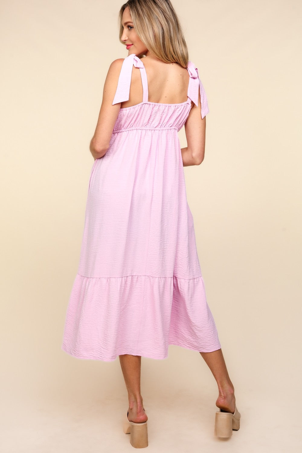 Vestido Midi Cami con Volantes de Encaje de Crochet