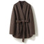 Camel-Wool V-Neck Double-Faced Belted Coat