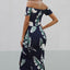 Robe midi charmante à épaules dénudées avec fente