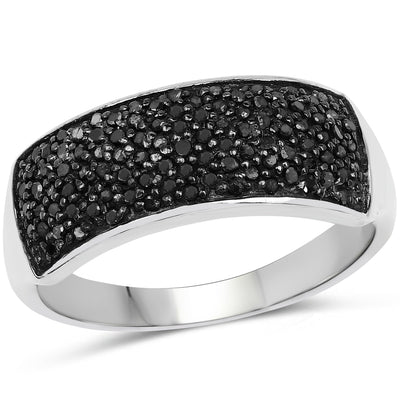 0.43 Carat Genuine Black Diamond Sterling Silver Engagement Ring