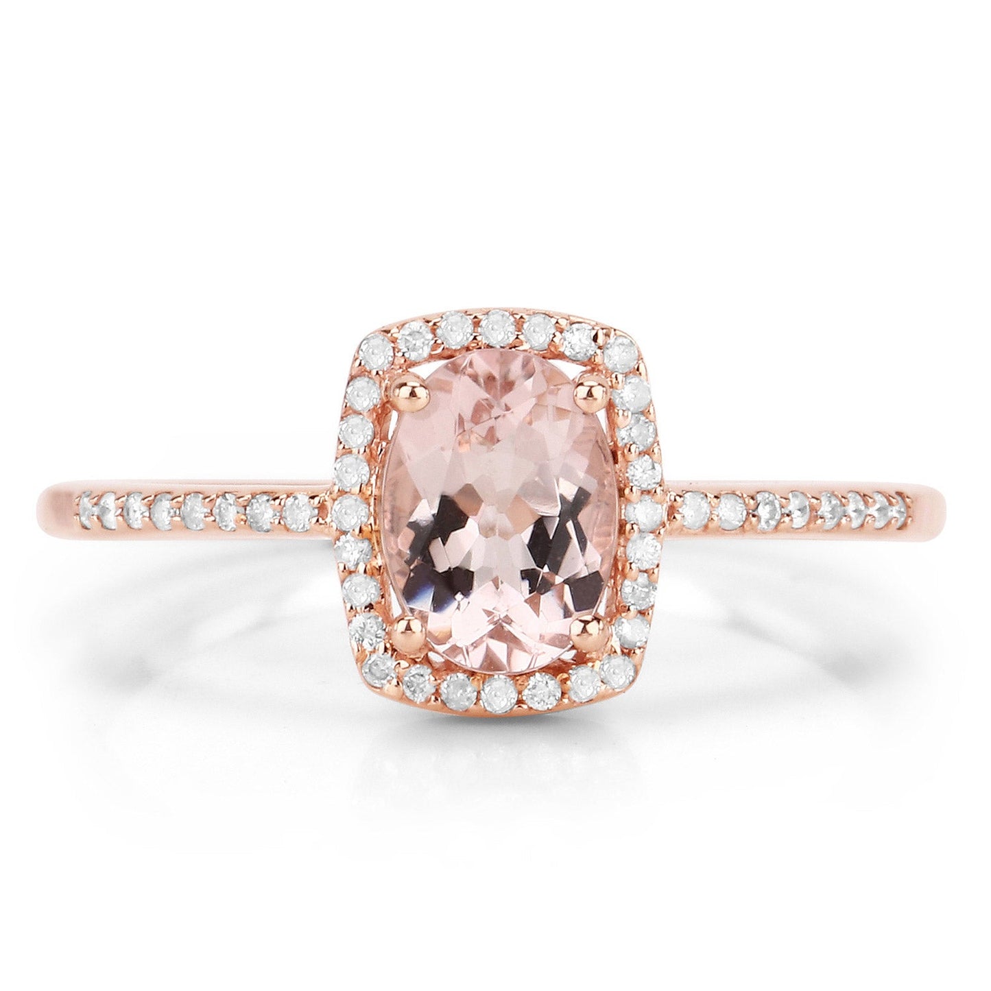 0.82 Carat Morganite and Diamond 14K Rose Gold Engagement Ring