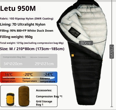 Sac de couchage en duvet ultra léger premium pour aventures en plein air