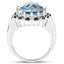 Bague en argent sterling avec topaze bleue et spinelle noir de 12,49 carats