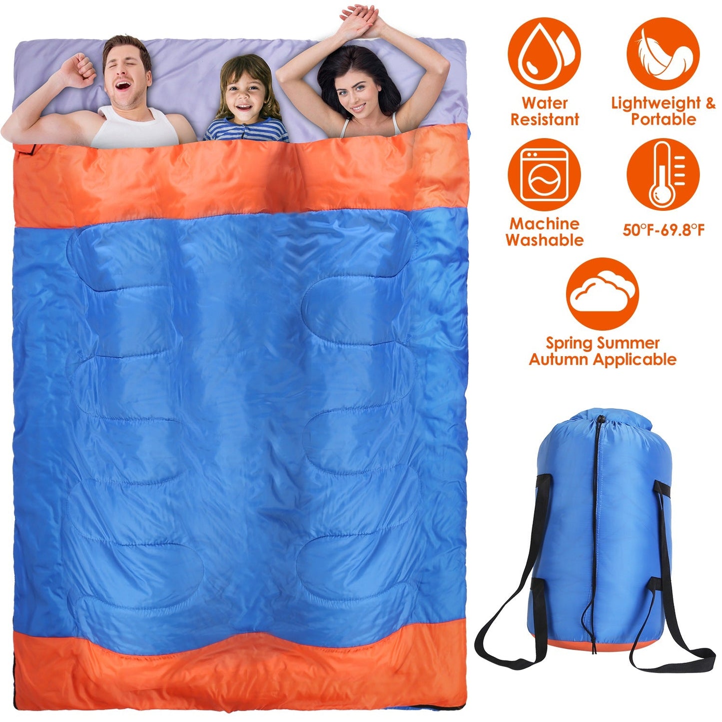 Saco de dormir plegable GBruno para 3 personas
