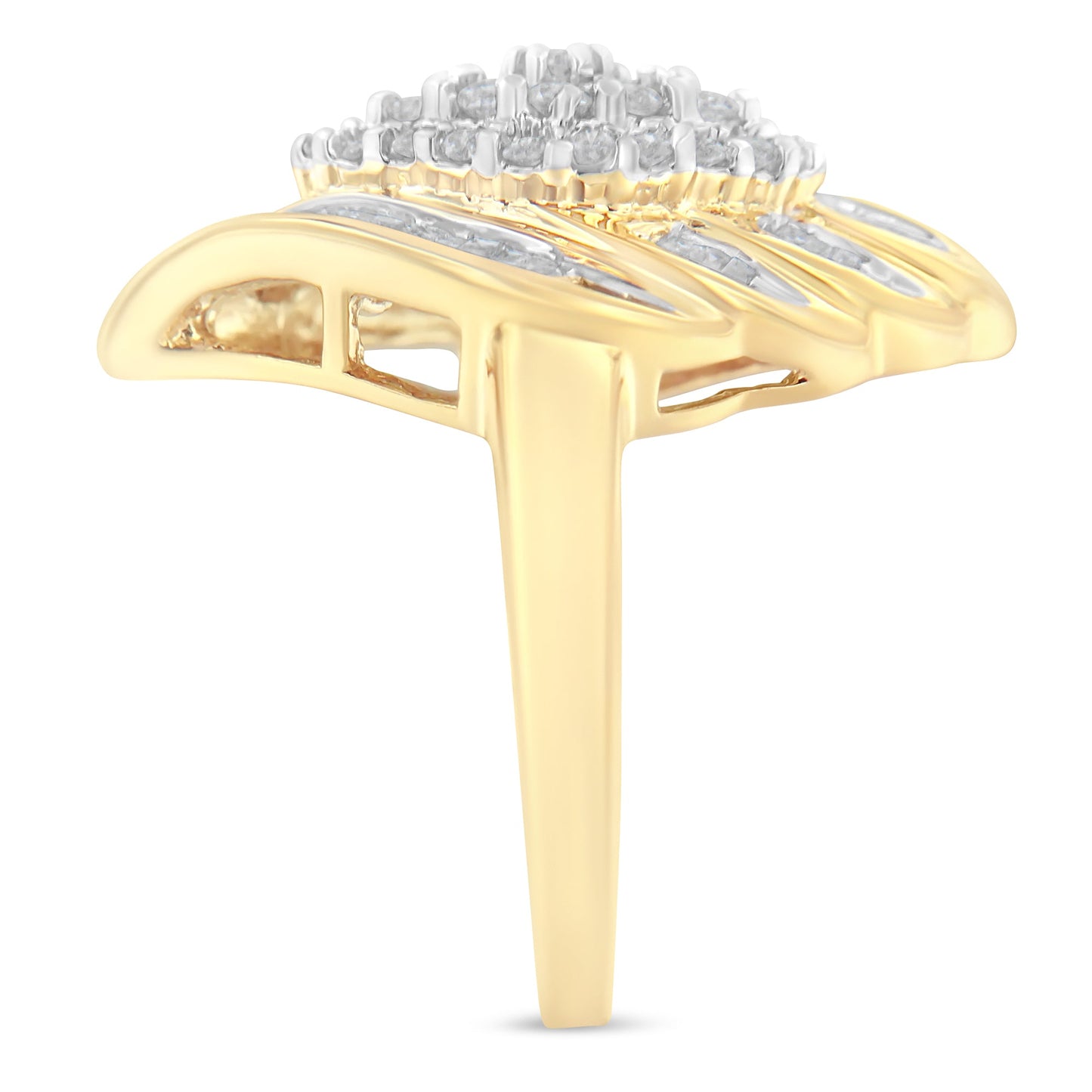 Anillo de cóctel de diamantes de oro amarillo de 10 quilates - Talla 8