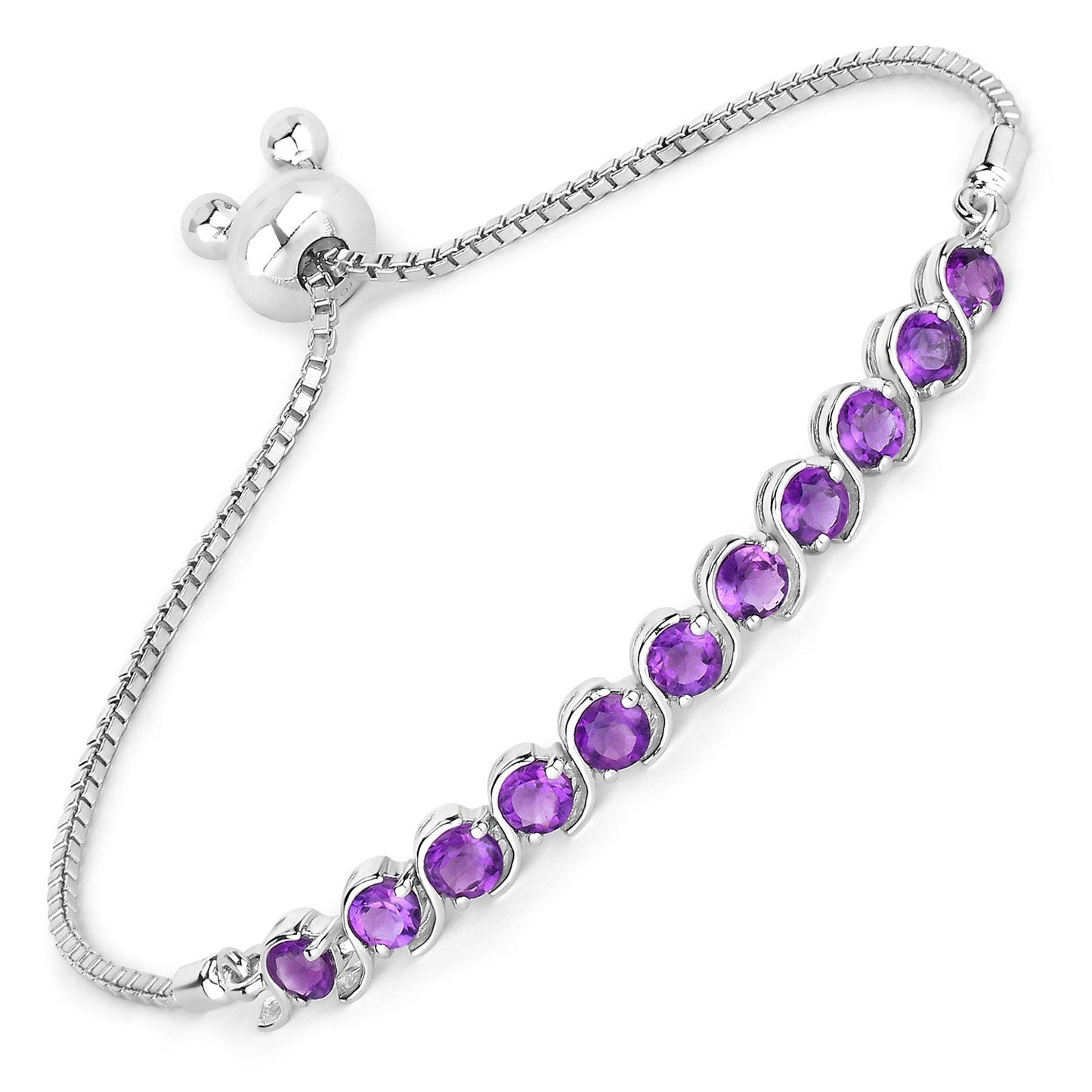 Bracelet en argent sterling avec améthyste véritable de 2,64 carats
