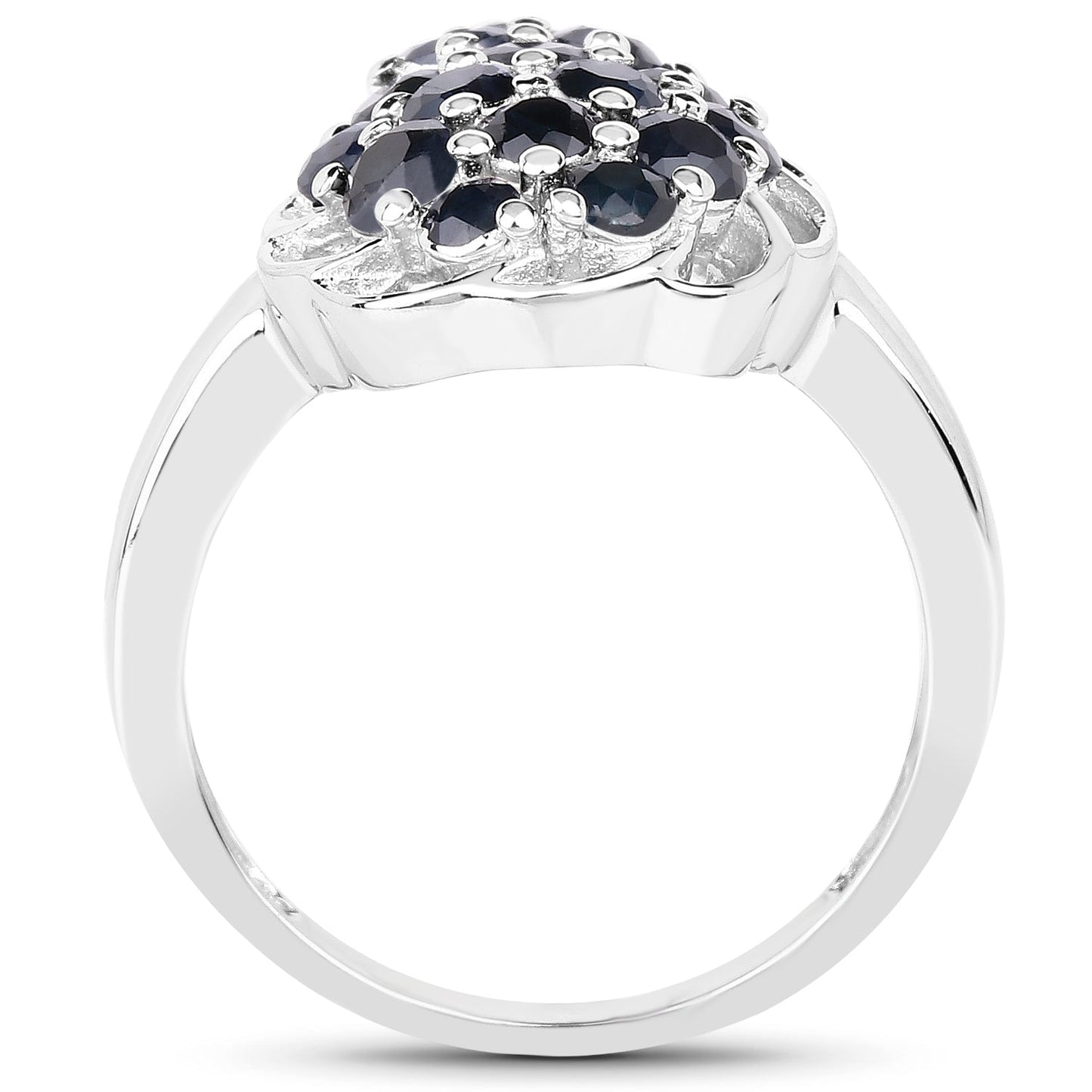 Bague en cluster en saphir bleu de 1,62 carat en argent sterling