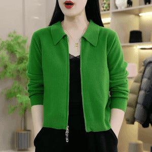 Chaqueta corta versátil con cremallera para mujer de corte holgado