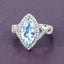 Bague de fiançailles en or blanc 14K avec aquamarine et diamants de 2,24 carats