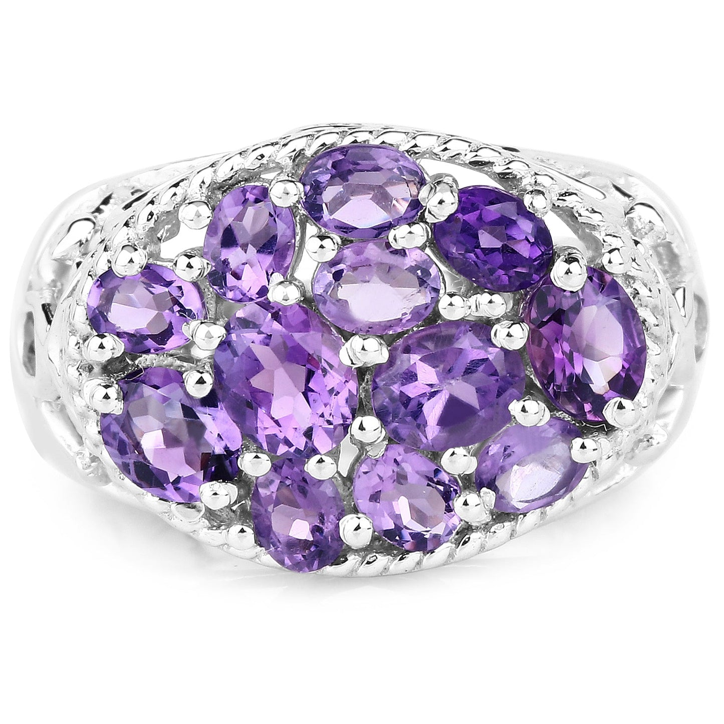 2.64 Carat Genuine Amethyst Sterling Silver Engagement Ring