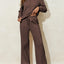 Collared Sweatshirt and High Waist Pants Active Set