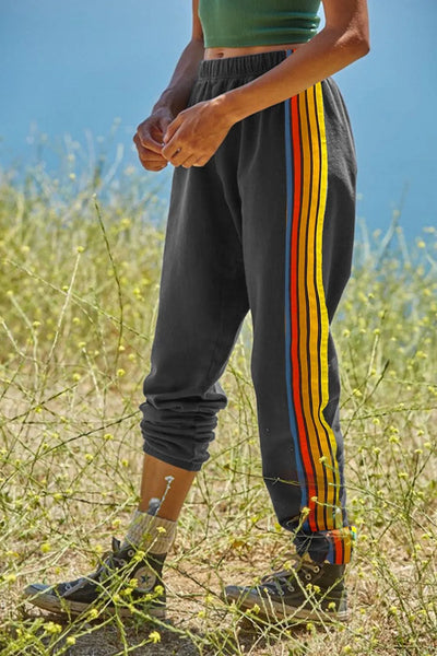 Pantalones Activos de Cintura Elástica con Rayas Contrastantes