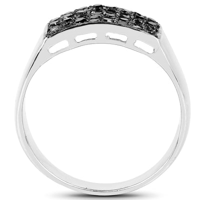 0.43 Carat Genuine Black Diamond Sterling Silver Engagement Ring
