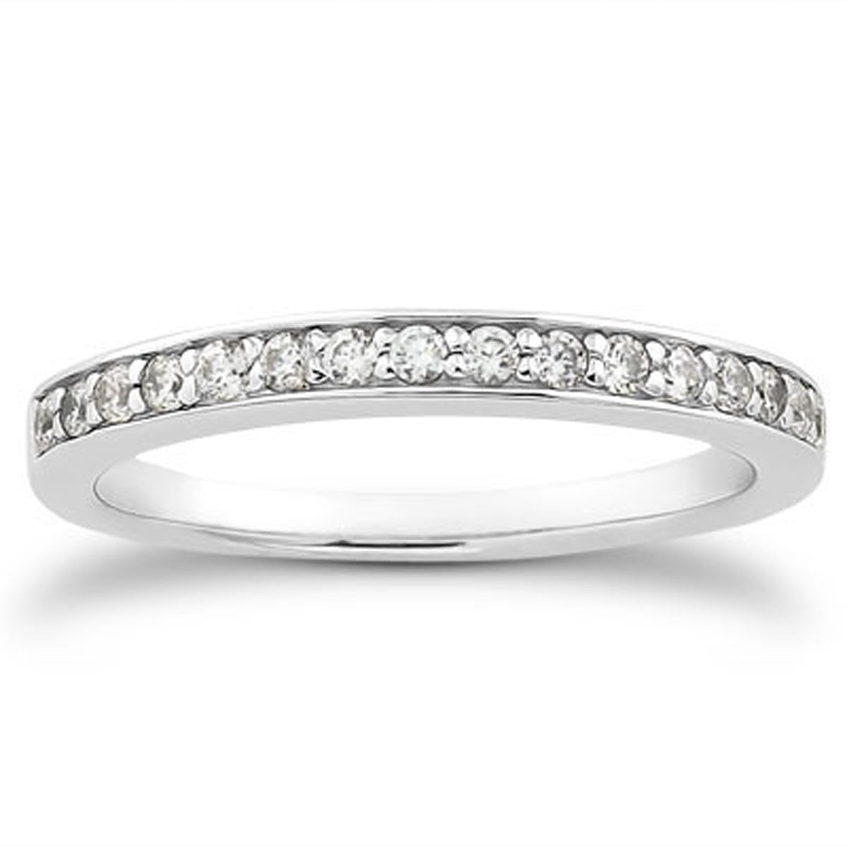 Juego de Anillos de Boda de Diamantes Pave de Oro Blanco de 14k