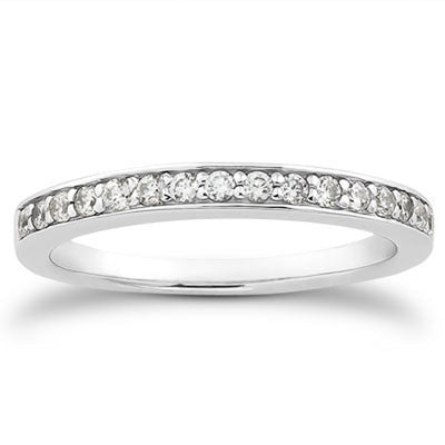 Juego de Anillos de Boda de Diamantes Pave de Oro Blanco de 14k