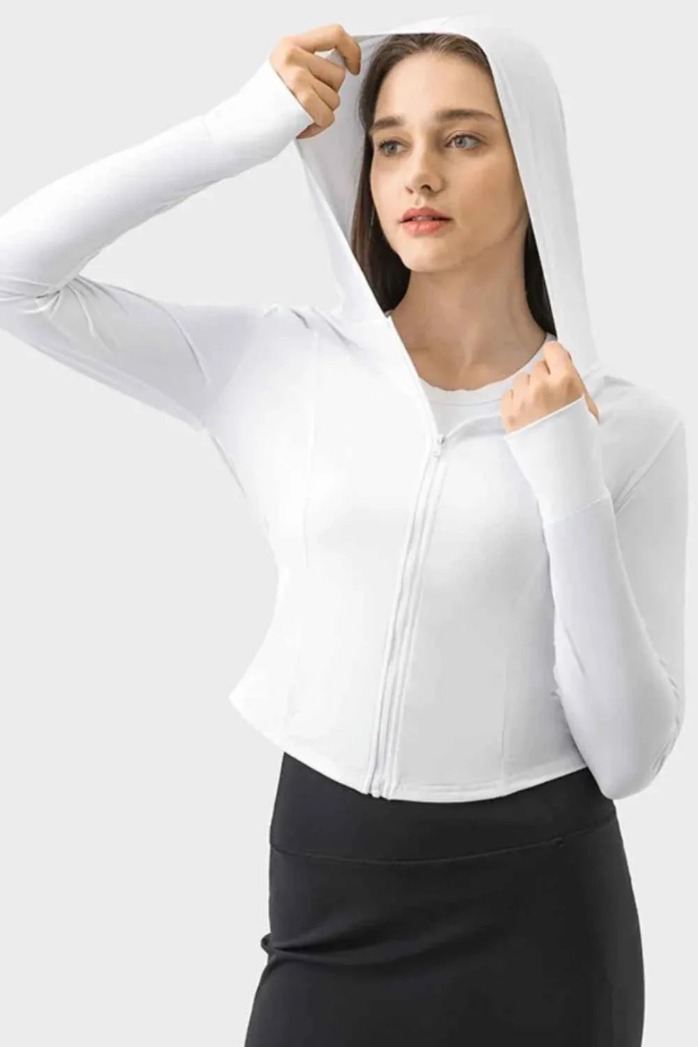 Millennia Pocketed Zip Up Hooded Activewear Hoodie