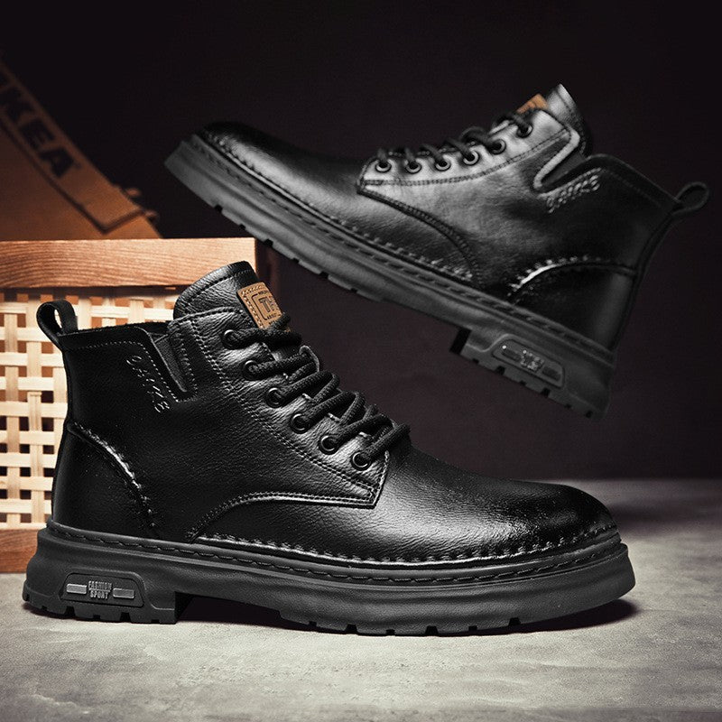Bottes Martin : Chaussures décontractées mi-hautes à semelle épaisse