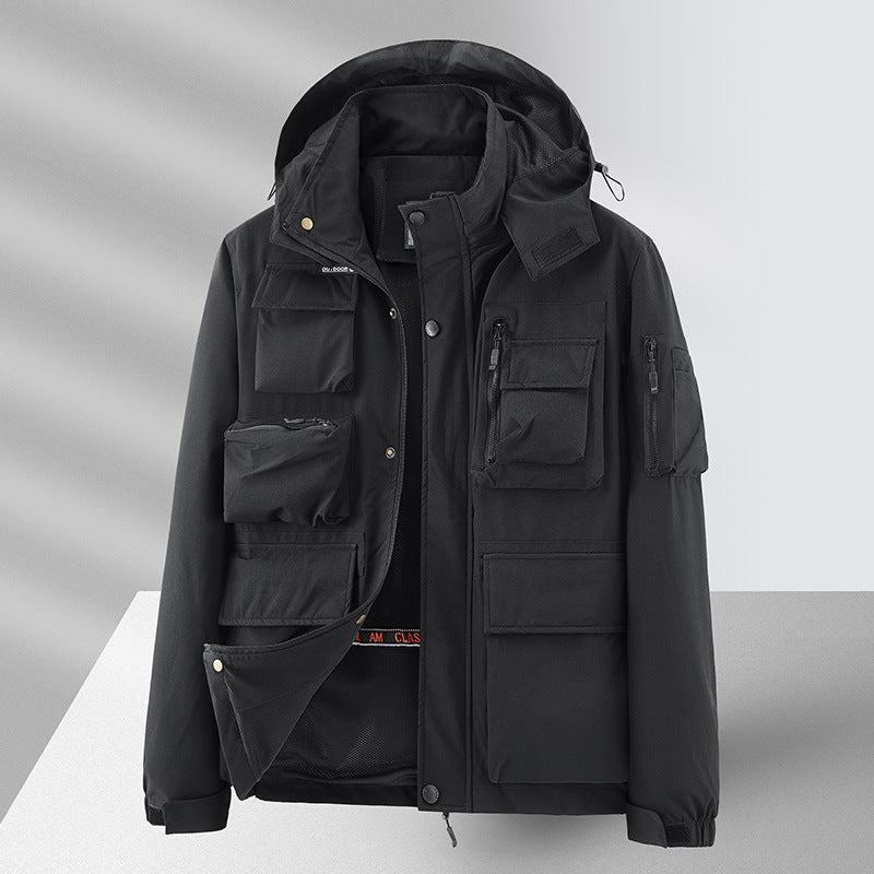 Veste de sport imperméable multi-poches pour homme