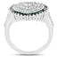 0.74 Carat Genuine White and Green Diamond Sterling Silver Ring