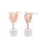 Boucles d'oreilles pendantes florales en or rose 14K avec diamants et perles
