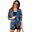 Elegant Long-Sleeve Printed Wrap Coat