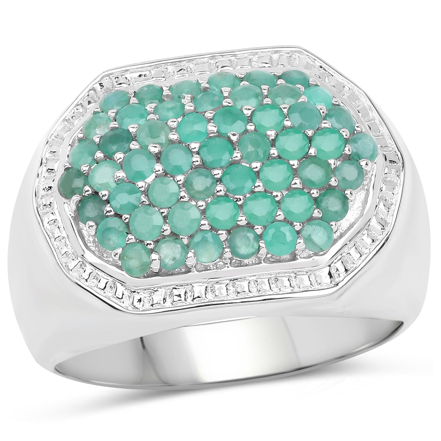 Bague de fiançailles en argent sterling .925 avec émeraude véritable de 1,43 carat