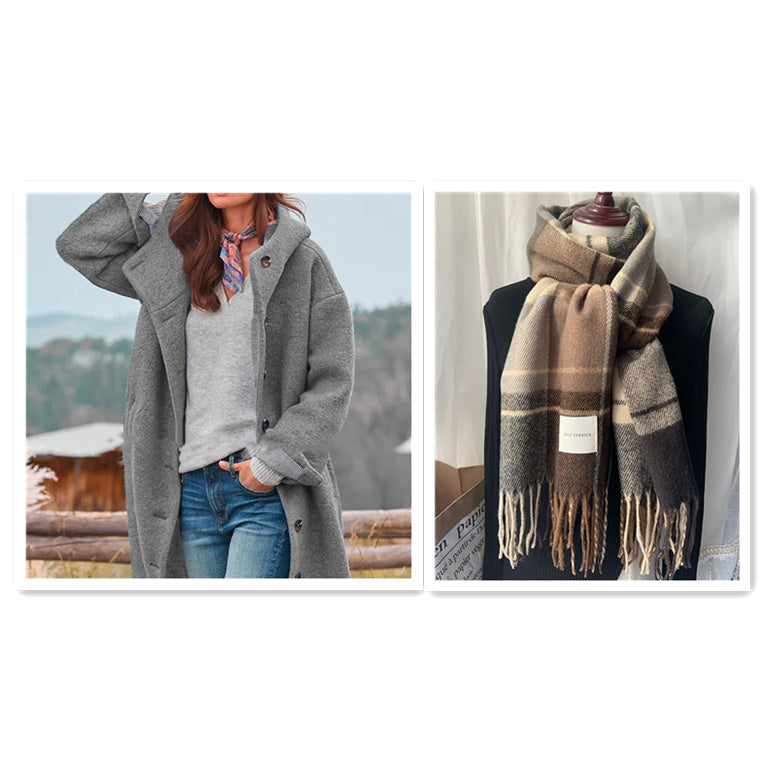 Women's Thickened Tweed Medium-Length Trench Coat