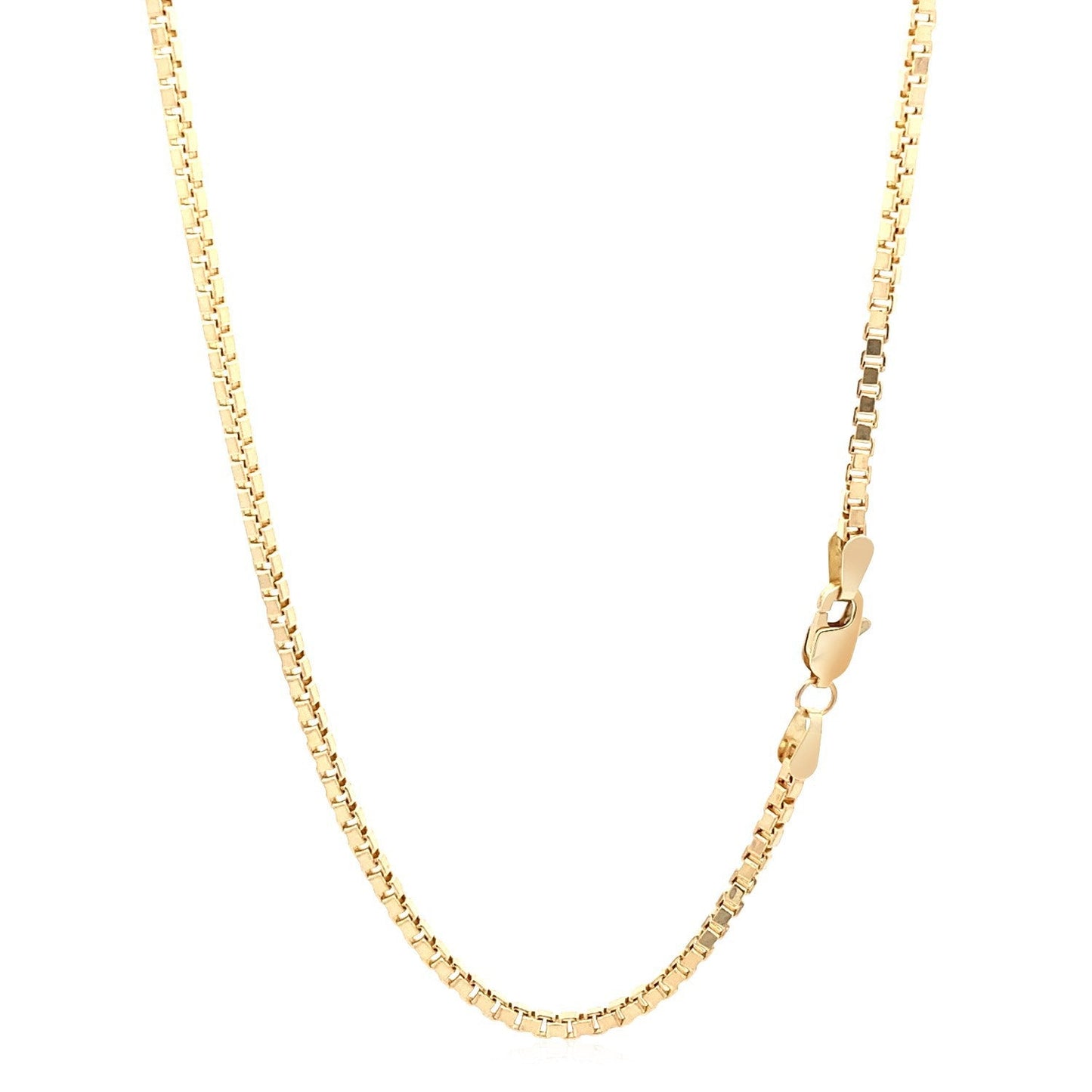 Cadena de Caja Semi Sólida de Oro Amarillo de 14k - 2.0mm