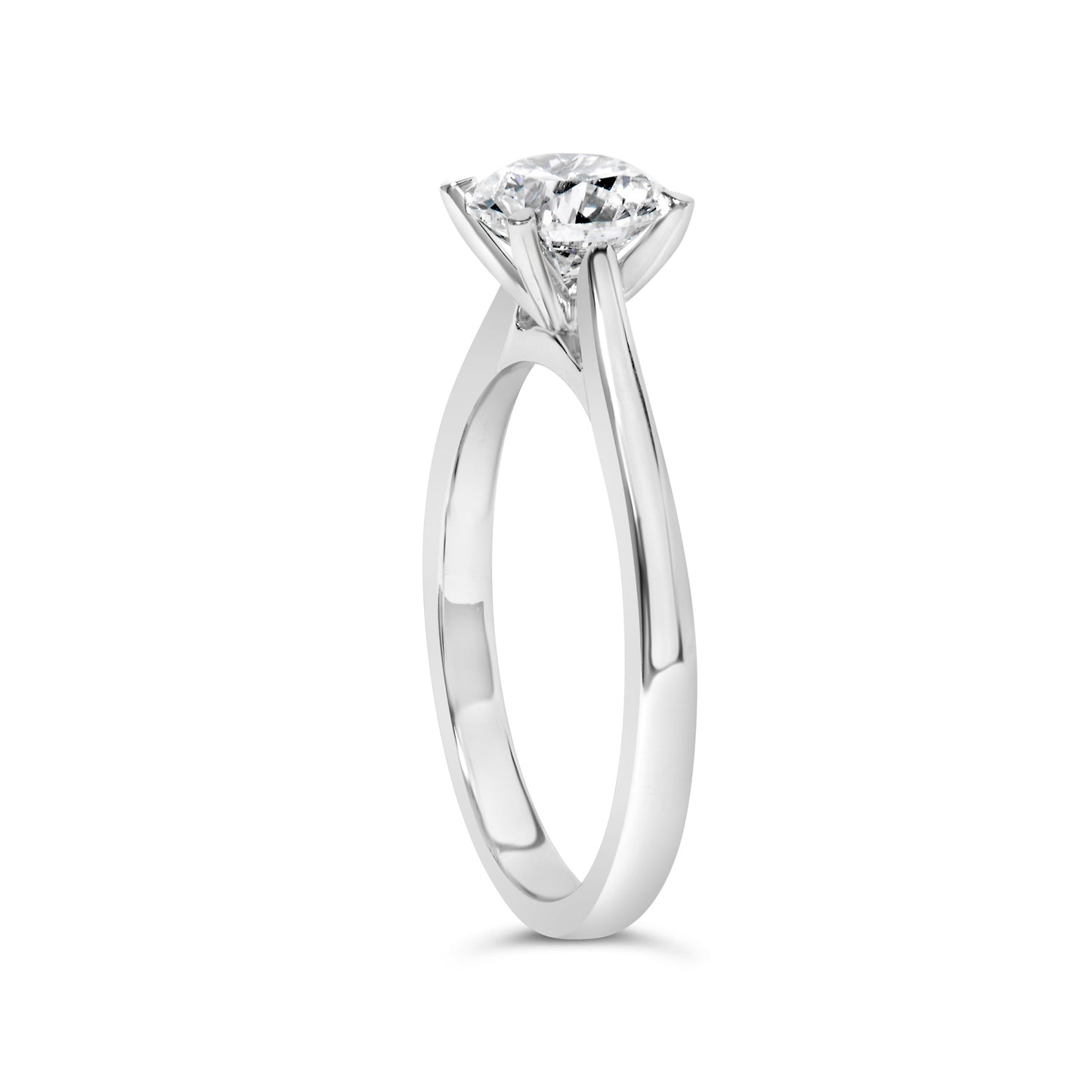 Anillo de Compromiso Solitario con Diamante Creado en Laboratorio en Oro Blanco de 14K con Garra de