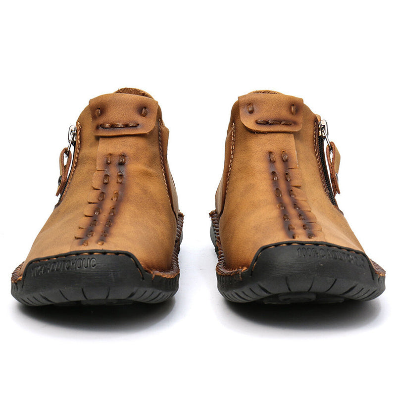 Men's Stylish Ankle Boots with Zipper for Outdoor Activities