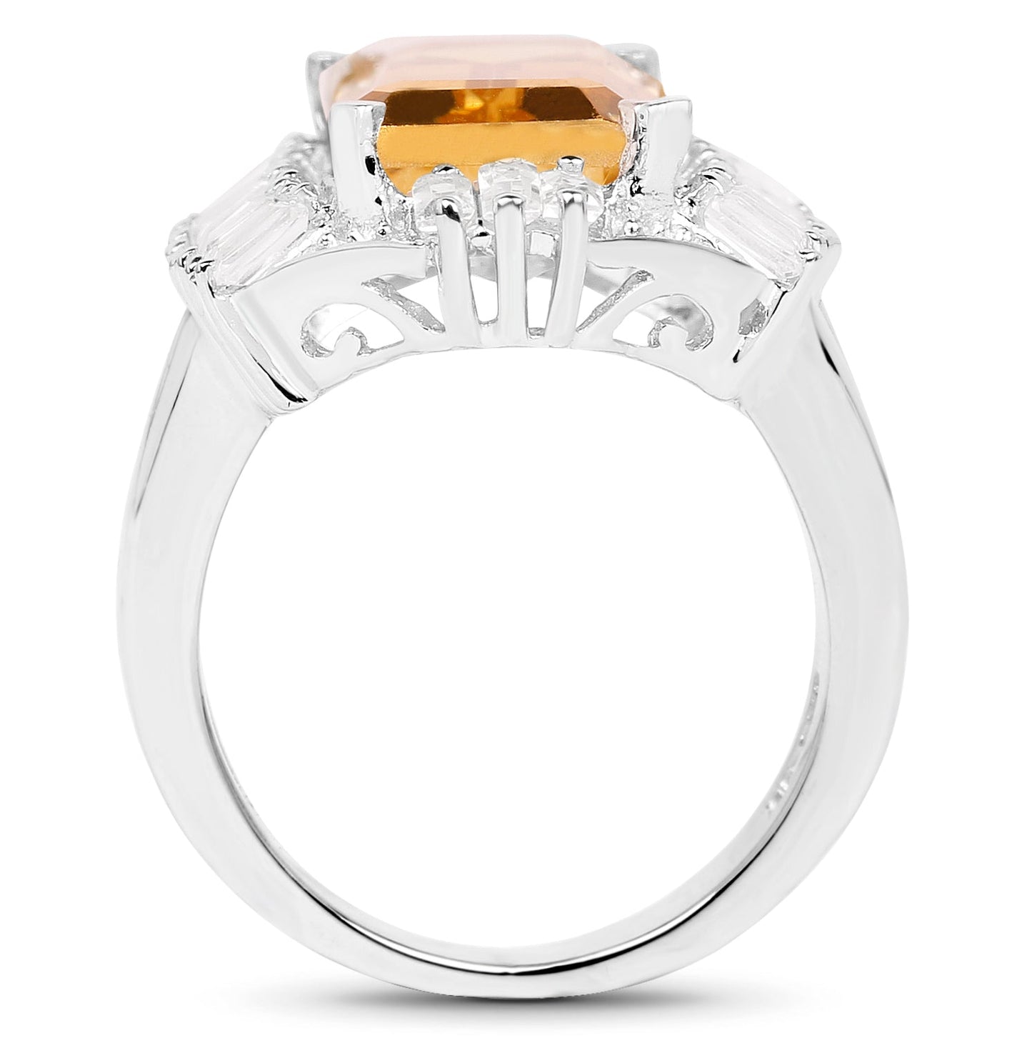 9.13 Carat Genuine Citrine & White Topaz Sterling Silver Ring