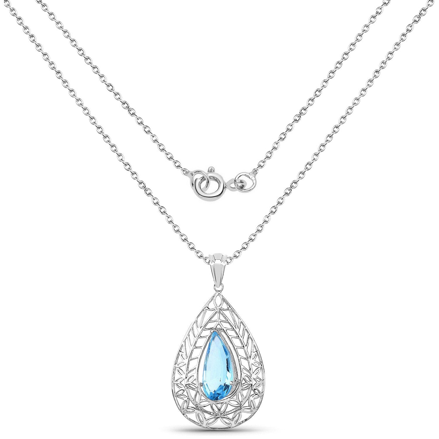 Pendentif en topaze bleue suisse véritable de 7,20 carats en argent sterling