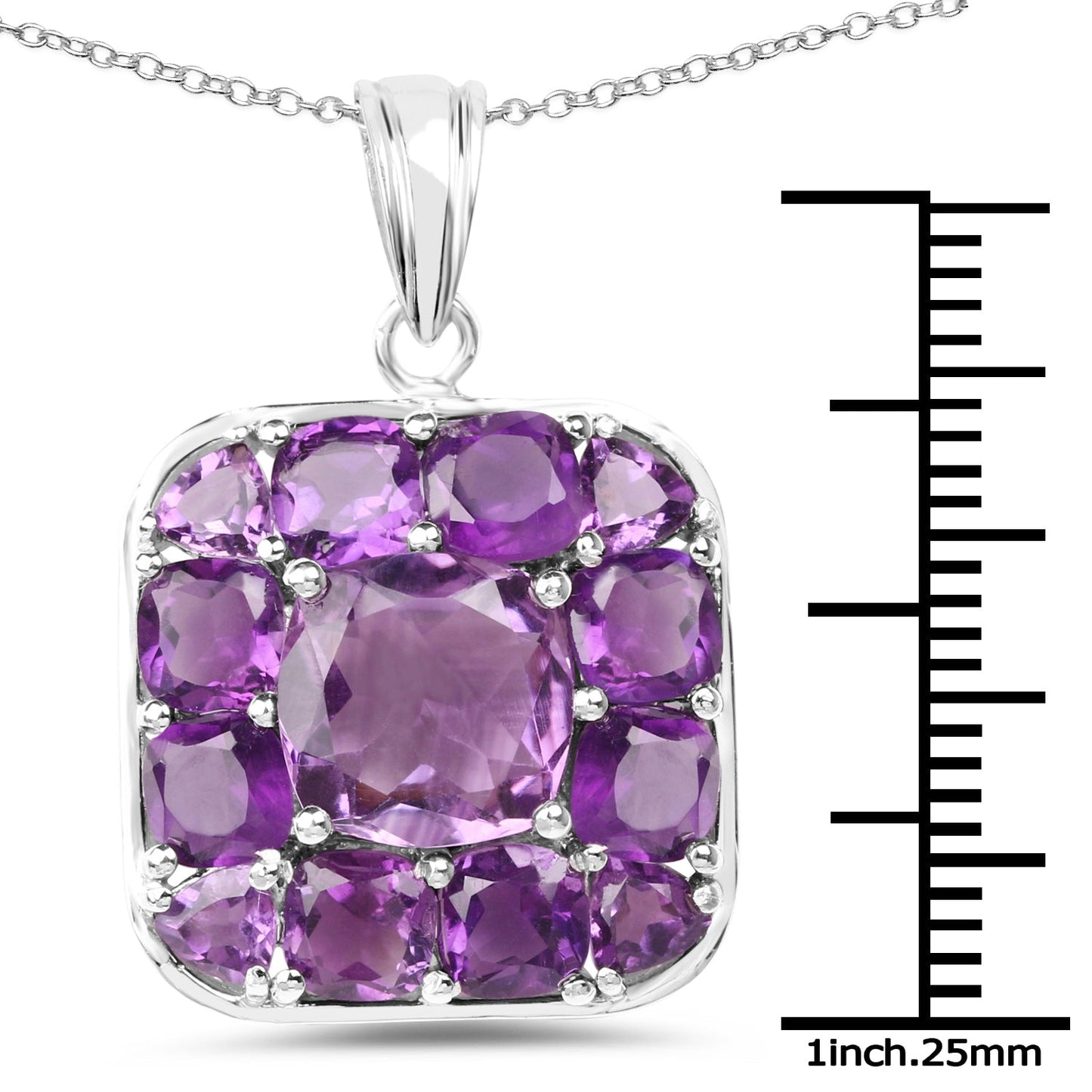 Pendentif en argent sterling .925 avec améthyste véritable de 8,20 carats
