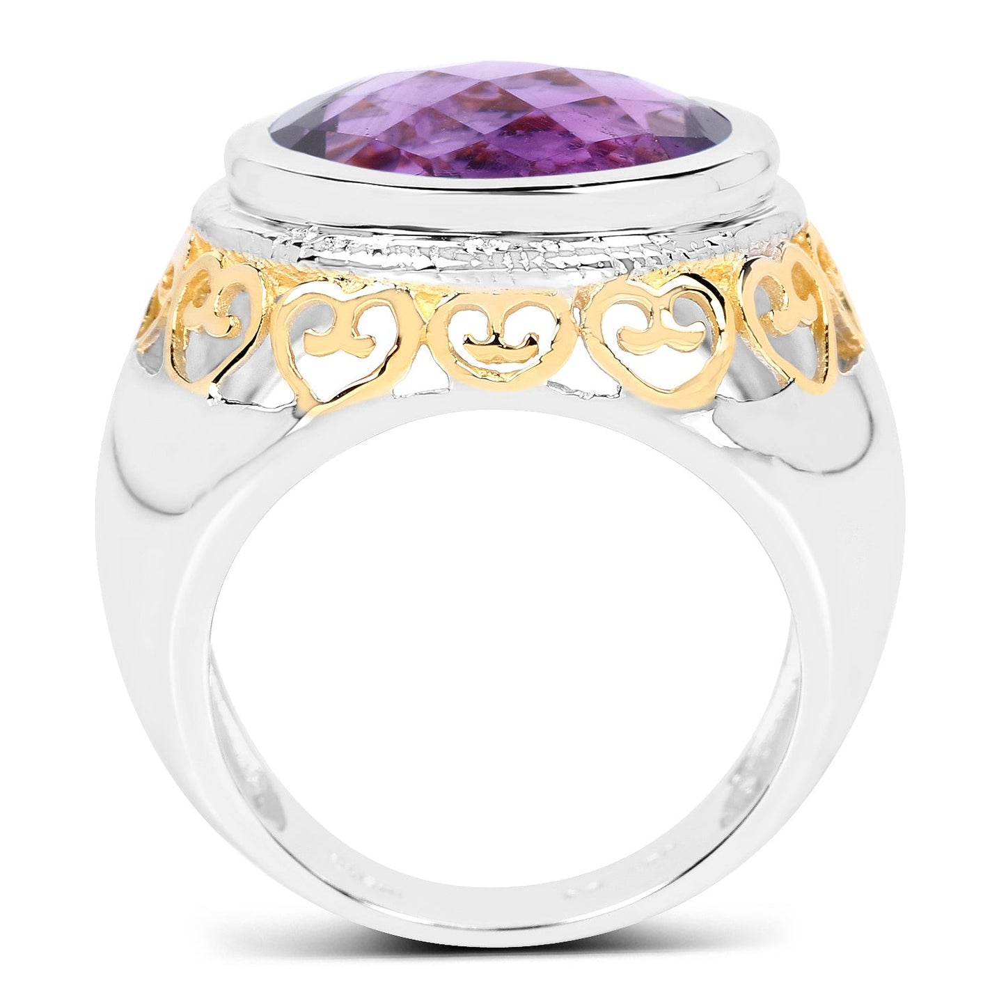 Bague de fiançailles en argent sterling avec améthyste véritable de 6,92 carats