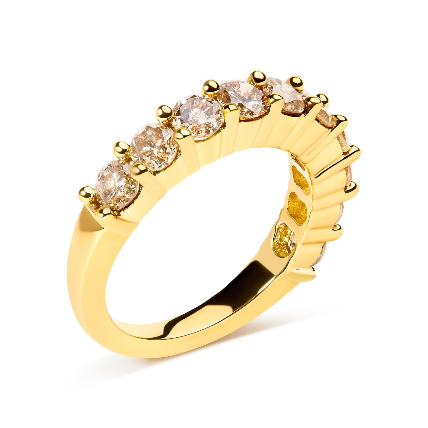 14K Yellow Gold Plated Sterling Silver Diamond Anniversary Band Ring - Size 6