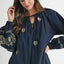 Embroidered Long Sleeve Peasant Mini Dress for Women
