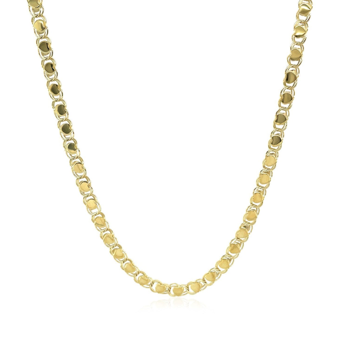 Collier en chaîne en cœur en or jaune 14 carats - 2,9 mm