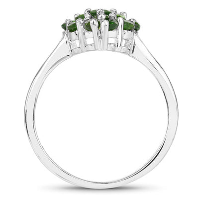 1.28 Carat Genuine Chrome Diopside .925 Sterling Silver Engagement Ring